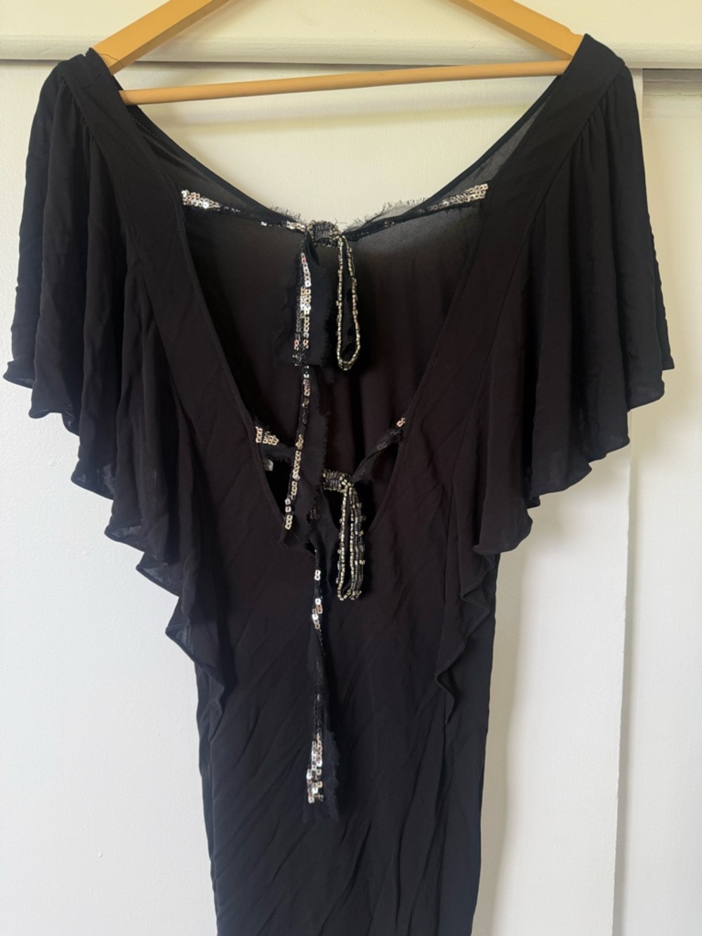 Rebecca Taylor Early 2000s Black Sequin Mini Dress
